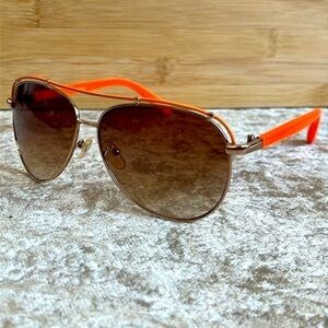 Brand New Batali Neon Orange Frame Aviator Sunglasses Gradient Lens